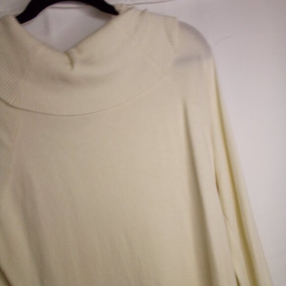 Guess Sweater Tunic Women L Long Sleeve Cowl Neck Zip Sides Off White - Picture 13 of 16